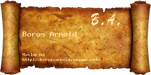 Boros Arnold névjegykártya